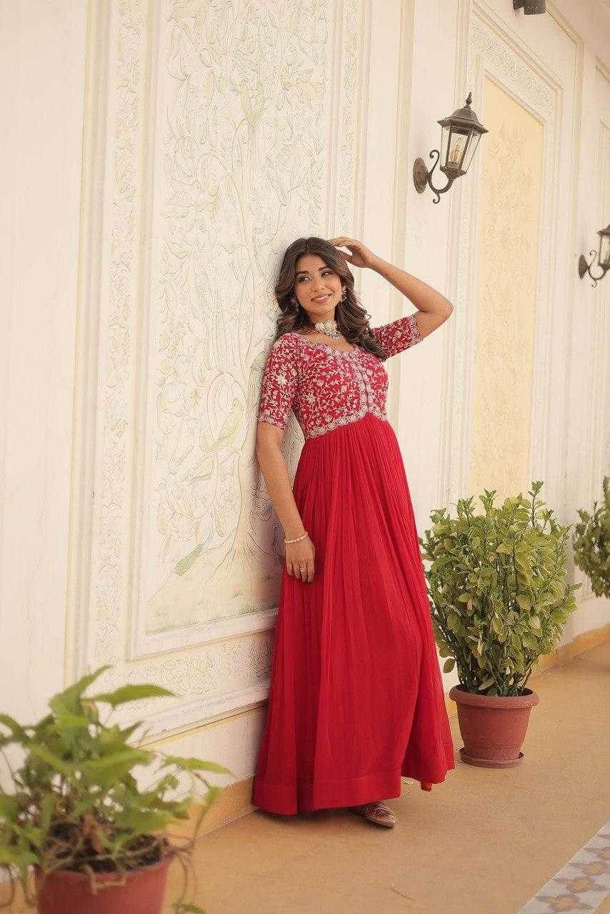 Faux Embroidery Long Gowns - MYLUXURY LANE ENTERPRISE